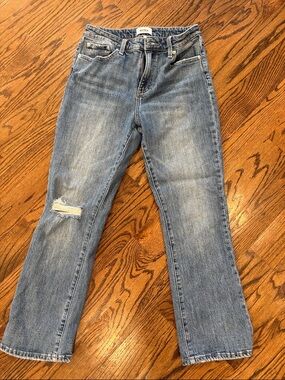 pistola faded blue straight-leg jeans with knee distress 28w